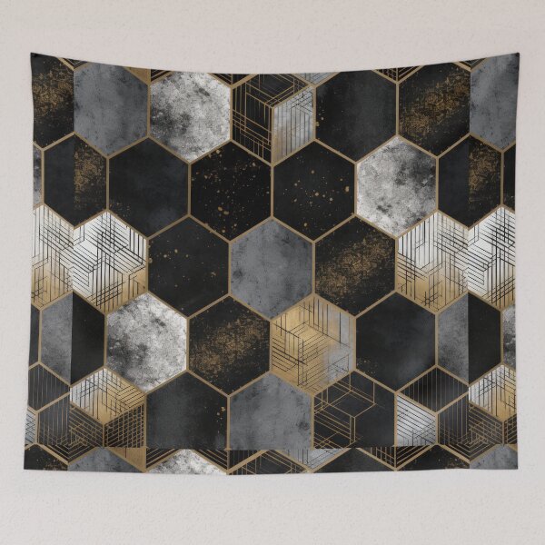 Artikelvorschau, Geometric Hexagonal Form Background in Gold Black White entworfen und verkauft von PhieoAlex.