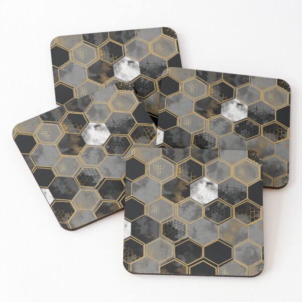 Artikelvorschau, Geometric Hexagonal Form Background in Gold Black White entworfen und verkauft von PhieoAlex.
