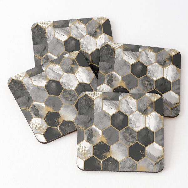 Artikelvorschau, Geometric Hexagonal Form Background in Gold Black White entworfen und verkauft von PhieoAlex.