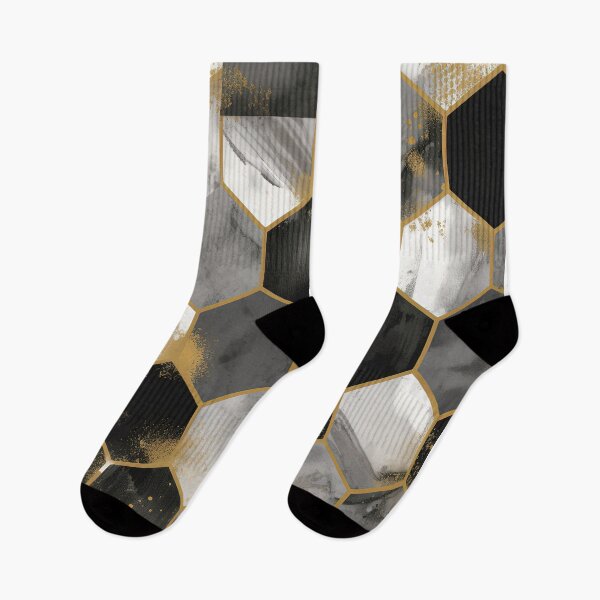 Artikelvorschau, Geometric Hexagonal Form Background in Gold Black White entworfen und verkauft von PhieoAlex.