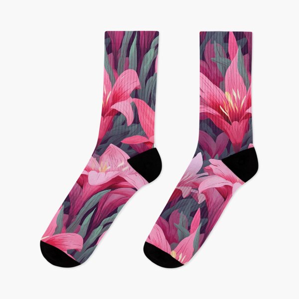 Item preview, Flower Pattern 5, beautiful pastel pink lilies, red, green, flowers and nature. designed and sold by FoxRobinRabbit.