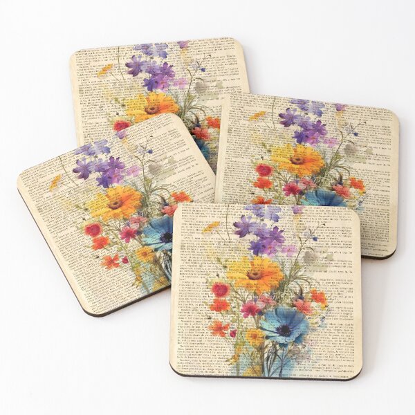 Item preview, Botanical print, on old book page - wildflowers designed and sold by Art by Lilia.