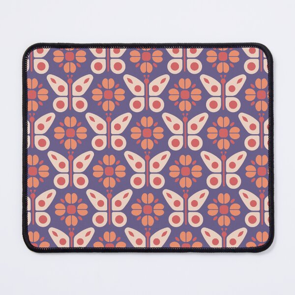 Item preview, KF 0028 E - Retro Vintage Flowers Butterflies Minimalist 70s Modern Geometric Floral Pattern designed and sold by KhakiFinch.