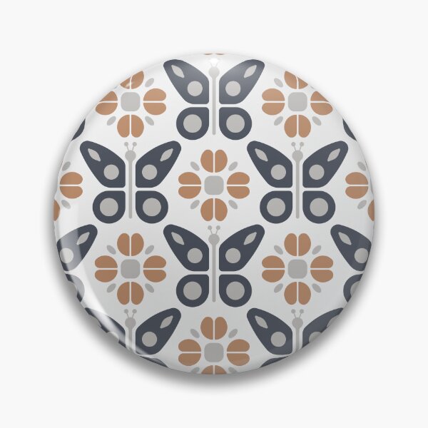 Item preview, KF 0028 F - Retro Vintage Flowers Butterflies Minimalist 70s Modern Geometric Floral Pattern designed and sold by KhakiFinch.