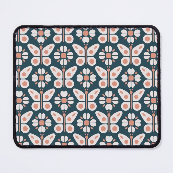 Item preview, KF 0028 H - Retro Vintage Flowers Butterflies Minimalist 70s Modern Geometric Floral Pattern designed and sold by KhakiFinch.