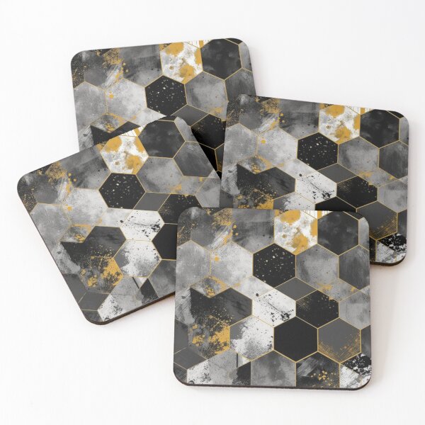 Artikelvorschau, Geometric Hexagonal Form Background in Gold Black White entworfen und verkauft von PhieoAlex.