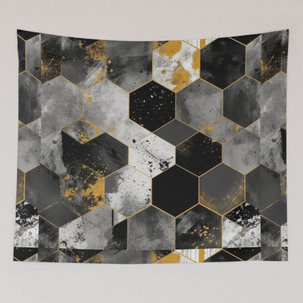Artikelvorschau, Geometric Hexagonal Form Background in Gold Black White entworfen und verkauft von PhieoAlex.