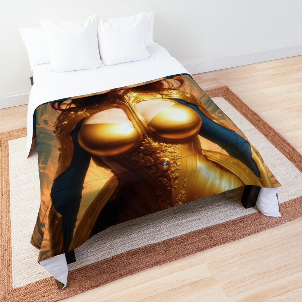 Portrait Of Princess Arjouniasis Golden Age Sci-Fi AI Concept Art by Xzendor7 Decorative Comforter