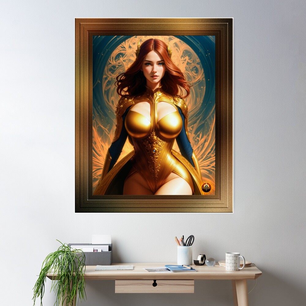 Portrait Of Princess Arjouniasis Golden Age Sci-Fi AI Concept Art by Xzendor7 Wall Decor Poster