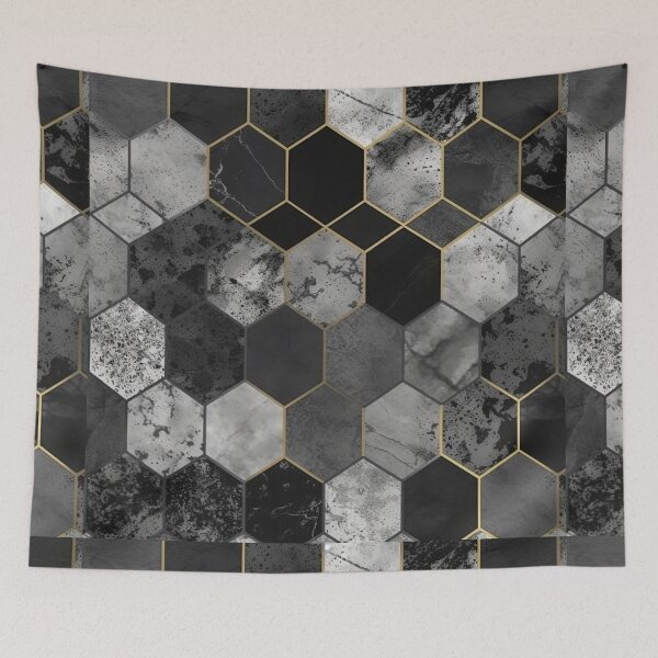 Artikelvorschau, Geometric Hexagonal Form Background in Gold Black White entworfen und verkauft von PhieoAlex.