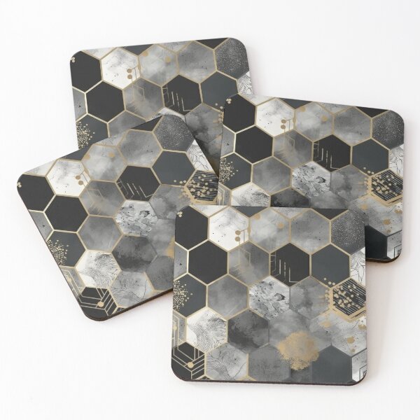 Artikelvorschau, Geometric Hexagonal Form Background in Gold Black White entworfen und verkauft von PhieoAlex.