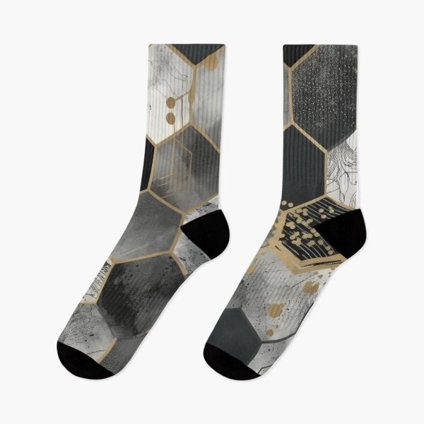 Artikelvorschau, Geometric Hexagonal Form Background in Gold Black White entworfen und verkauft von PhieoAlex.