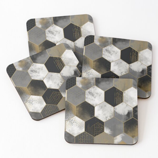 Artikelvorschau, Geometric Hexagonal Form Background in Gold Black White entworfen und verkauft von PhieoAlex.