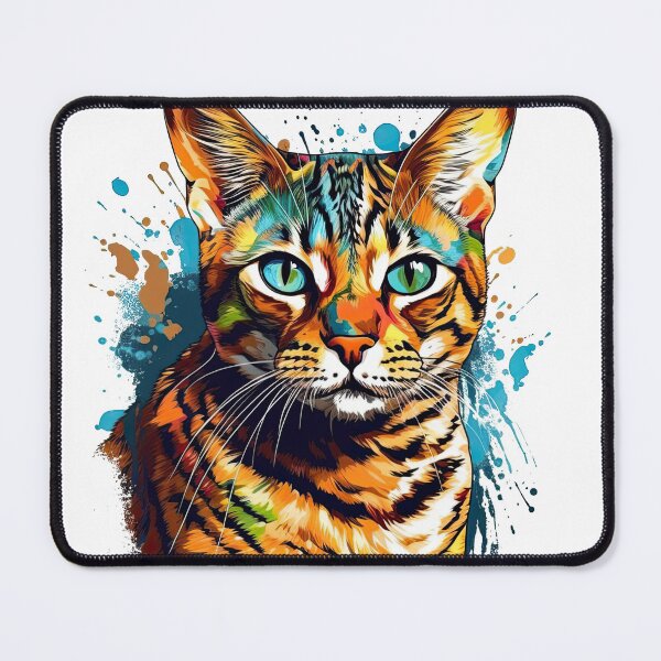 Item preview, BengalArt: Colorful Feline Portrait Art for Cat Lovers - Bengal Cat Design designed and sold by DooodleGod.