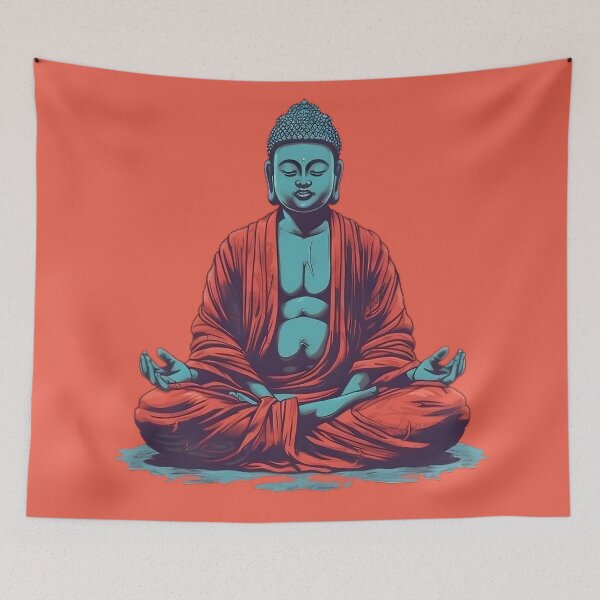 Item preview, Illustration of Buddha meditating. Warm and cold colors. designed and sold by DreamscapePixel.