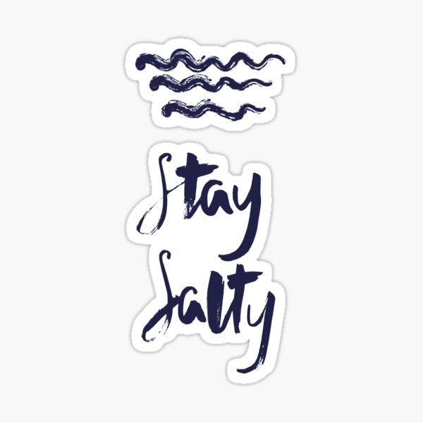 "Stay Salty" hand written print for water sport fans Sticker