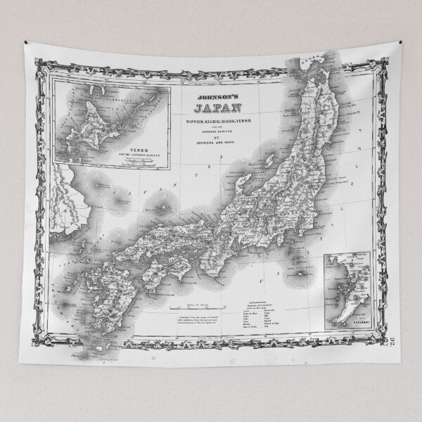 Item preview, Vintage Map of Japan (1855) BW  designed and sold by BravuraMedia.
