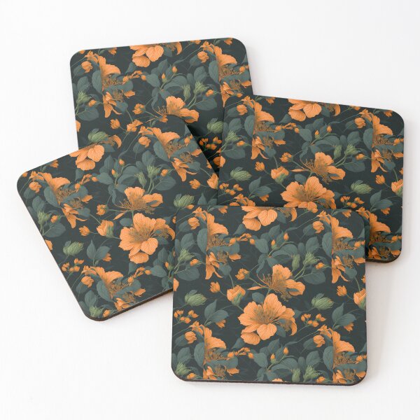 Item preview, Seamless All Over Flower Pattern cyan and black  designed and sold by AiArtMerch.