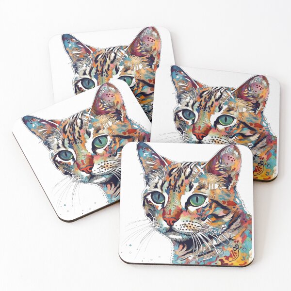 Item preview, WhiskerArt Bold Bengal Cat Mixed Media Collage: The Purrfect Blend of Feline and Artistry! designed and sold by DooodleGod.