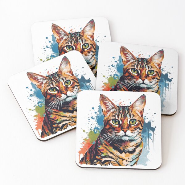 Item preview, Colorful Bengal Cat Mixed Media Art - Playfully Capturing the Beauty and Quirkiness of Kittens and designed and sold by DooodleGod.