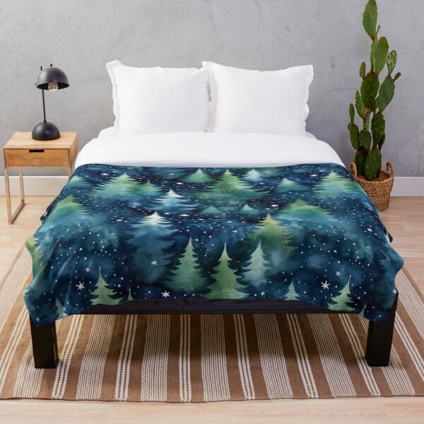 Aperçu de l'œuvre Modèle sans couture de nuit forêt aquarelle créée et vendue par PatternStudios.
