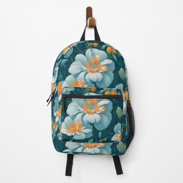 Item preview, Seamless All Over Flower Pattern cyan and white designed and sold by AiArtMerch.