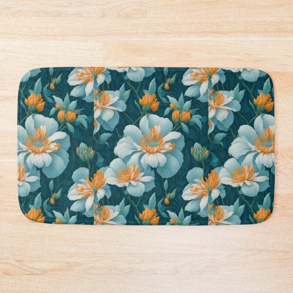 Item preview, Seamless All Over Flower Pattern cyan and white  designed and sold by AiArtMerch.