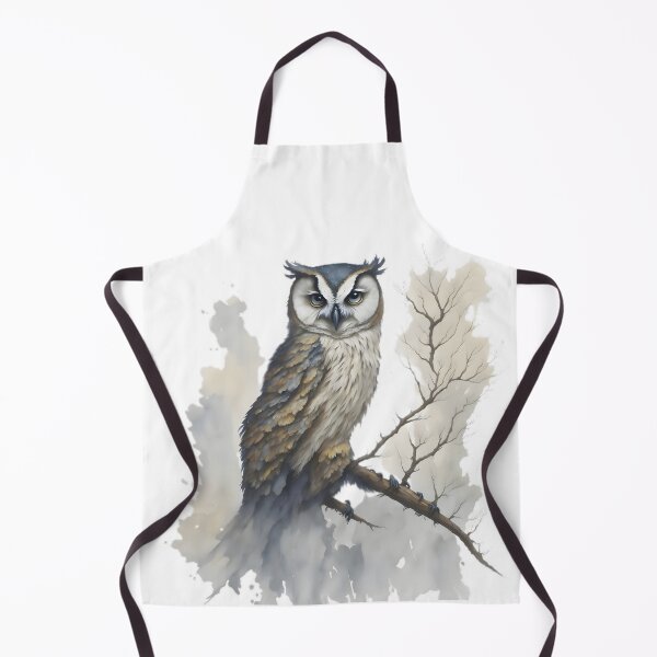 Item preview, Owl watercolor perched on a dry branch without leaves designed and sold by DreamscapePixel.