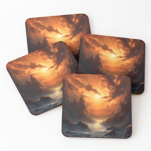 Item preview, Art: Orange Sunset Over Mountains designed and sold by GiveMeMood.