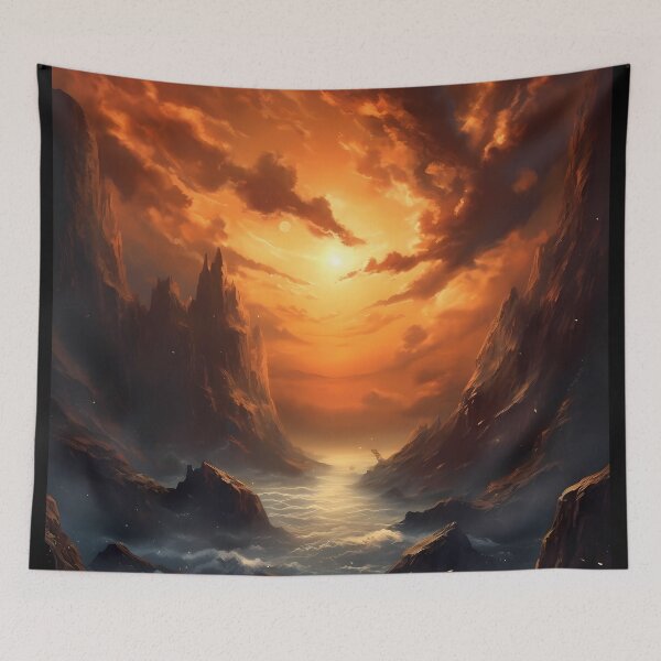 Item preview, Art: Orange Sunset Over Mountains designed and sold by GiveMeMood.