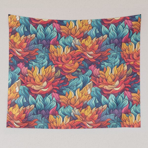 Item preview, Flower Pattern 6, pastel lilies like flames, orange, blue, pink, flowers and nature. designed and sold by FoxRobinRabbit.