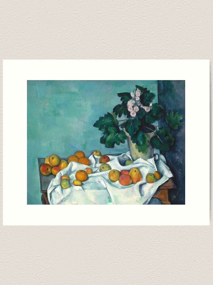 Still Life With Apples And A Pot Of Primroses Paul Cezanne 1890 Art Print For Sale By Vintage