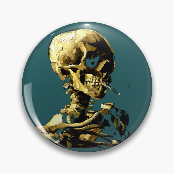 Item preview, Vincent van Gogh skeleton skull smoking cigarette art lover gift t shirt or mask designed and sold by GasparWoolfall.