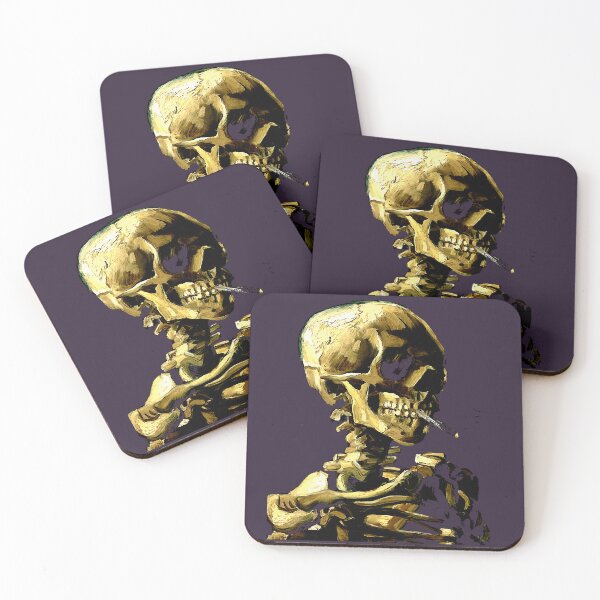 Item preview, Vincent van Gogh skeleton skull smoking cigarette art lover gift t shirt or mask designed and sold by GasparWoolfall.