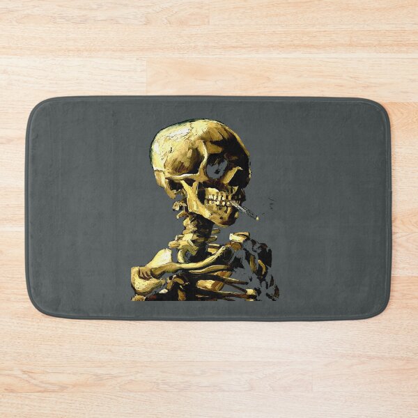 Item preview, Vincent van Gogh skeleton skull smoking cigarette art lover gift t shirt or mask designed and sold by GasparWoolfall.