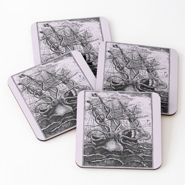 Item preview, Vintage Kraken attacking ship illustration designed and sold by GasparWoolfall.