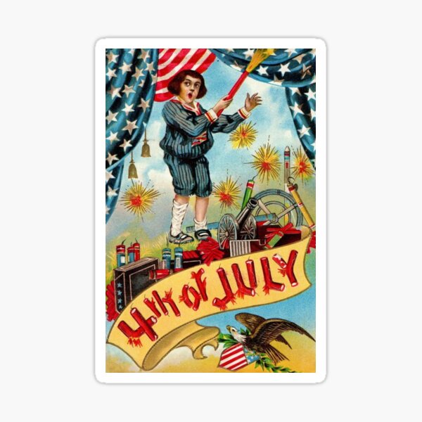 Item preview, Vintage Fourth of July Independence Day Postcard Scan from the USA designed and sold by Nostalgia Tees, Stickers, Art & More.