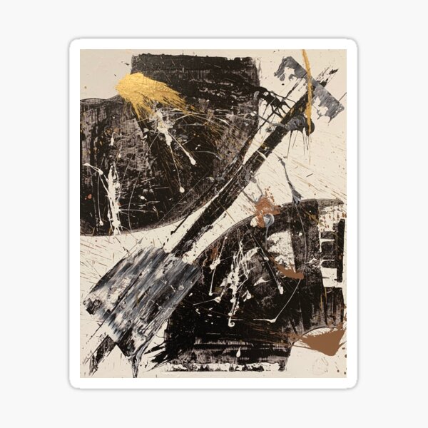 Item preview, Turn the Corner- Black white and gold abstract painting  designed and sold by IICents.