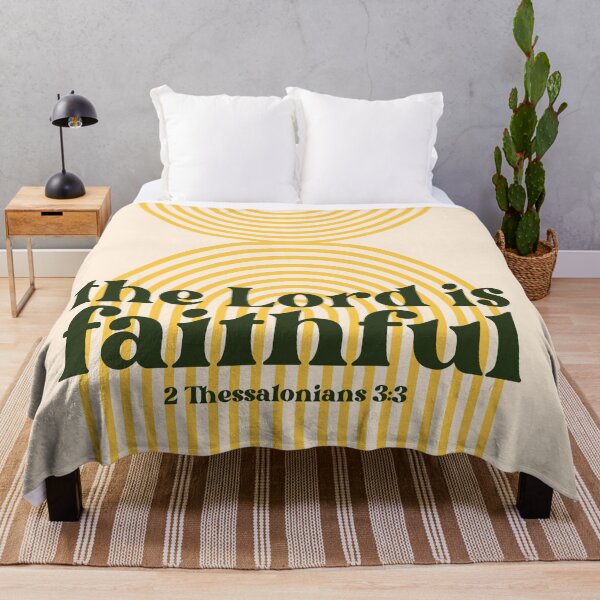 Item preview, 2 Thessalonians 3:3 - The Lord is Faithful - bible verse quote with yellow rainbow designed and sold by Firmly Planted Prints.