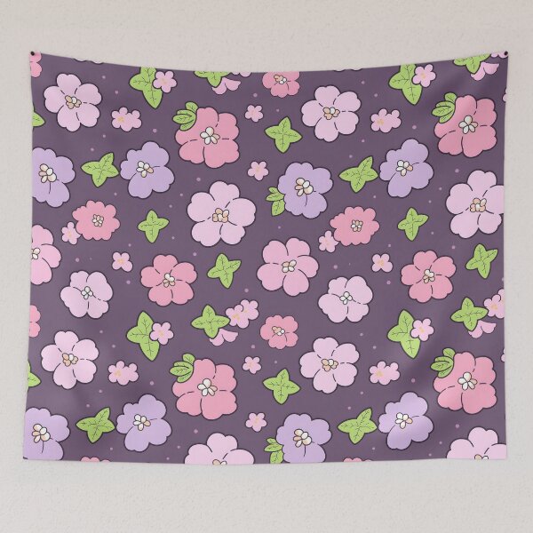 Aperçu de l'œuvre Fleurs japonaises pastel kawaii | Fleurs roses kawaii | Fleur mignonne créée et vendue par BoredF.