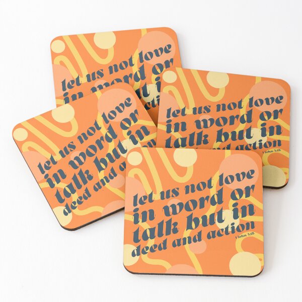 Item preview, 1 John 3:18 - Love in deed and action - retro bible verse designed and sold by Firmly Planted Prints.
