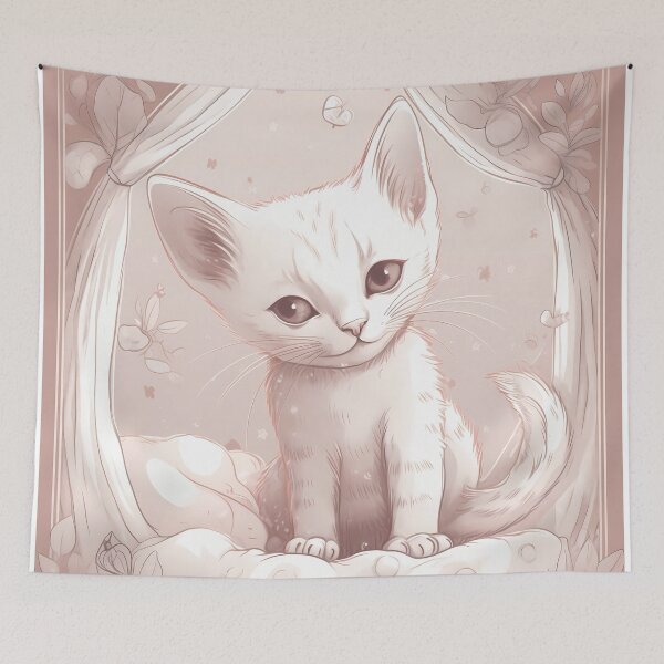 Item preview, Cute kitten is sitting on the bed.  designed and sold by osadchyii.