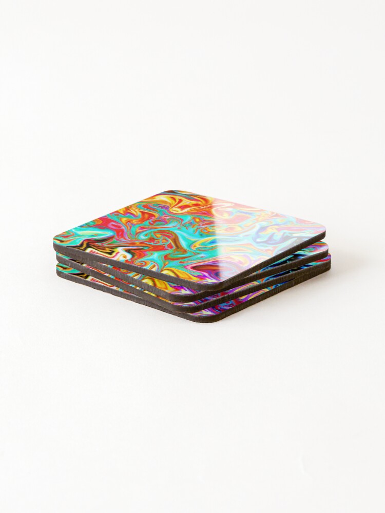 Thumbnail 4 of 5, Coasters (Set of 4), Expressive Colorful Abstractions Pattern designed and sold by Unique-Design-4.