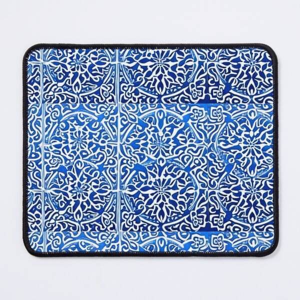Item preview, Blue and white lace linograph folk art designed and sold by Earth Nature Creations.