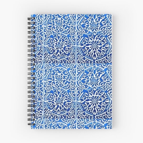 Item preview, Blue and white lace linograph folk art designed and sold by Earth Nature Creations.