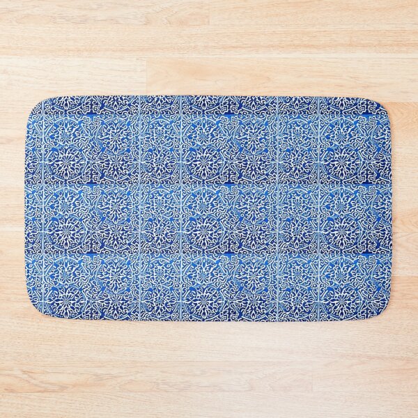 Item preview, Blue and white lace linograph folk art designed and sold by Earth Nature Creations.