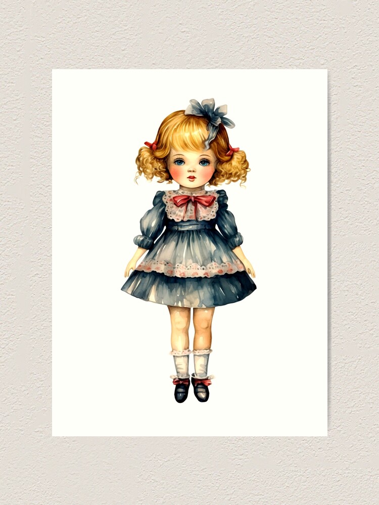 Vintage Doll Clipart, Antique Toy Series, Retro Plaything