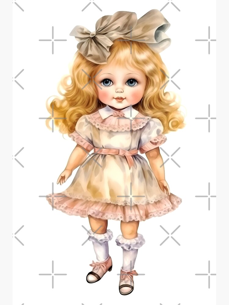 Vintage Doll Clipart, Antique Toy Series, Retro Plaything
