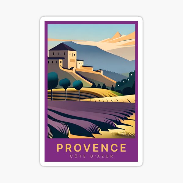 Item preview, Provence France Lavender Filed Digital Art Illustration Travel Poster designed and sold by TravelMarvel.