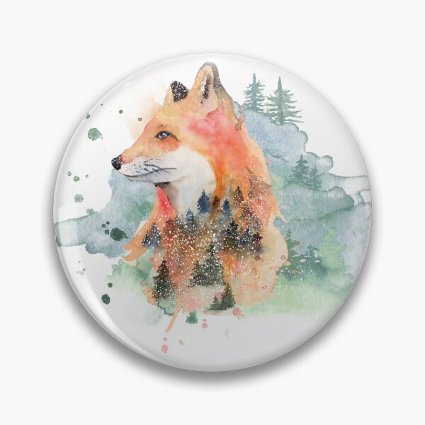 Item preview, Watercolor Fox in the Forest Painting designed and sold by InnayaDusha.